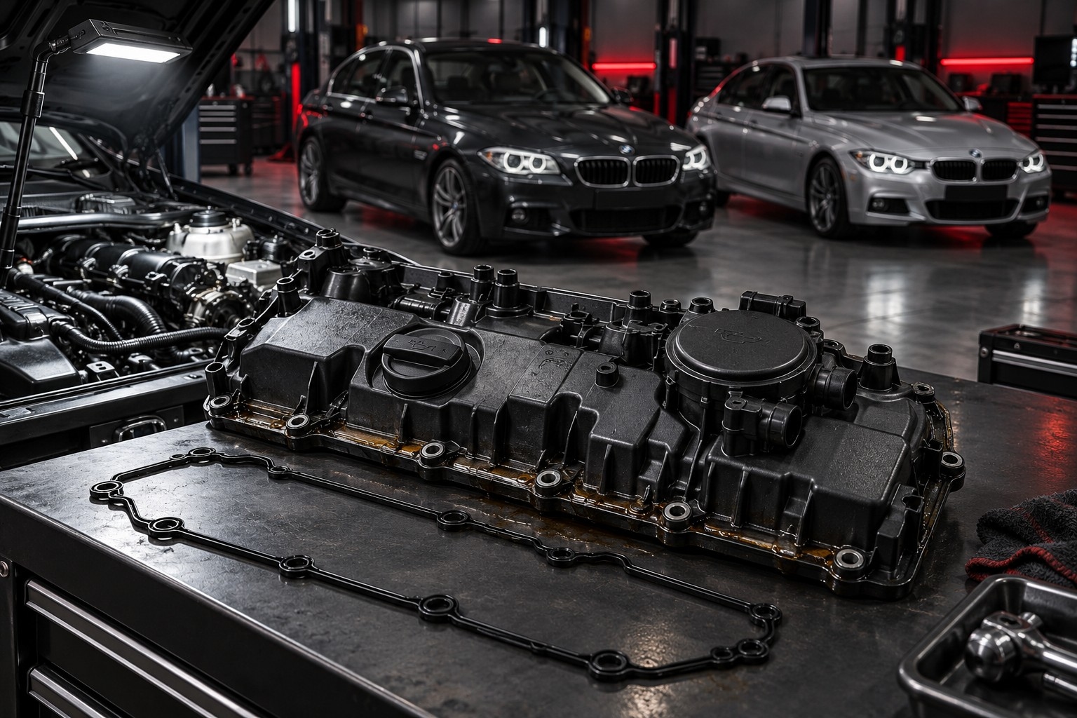 Изображение к статье BMW F10 / F30: течёт масло из-под клапанной крышки — причины, симптомы и что делать