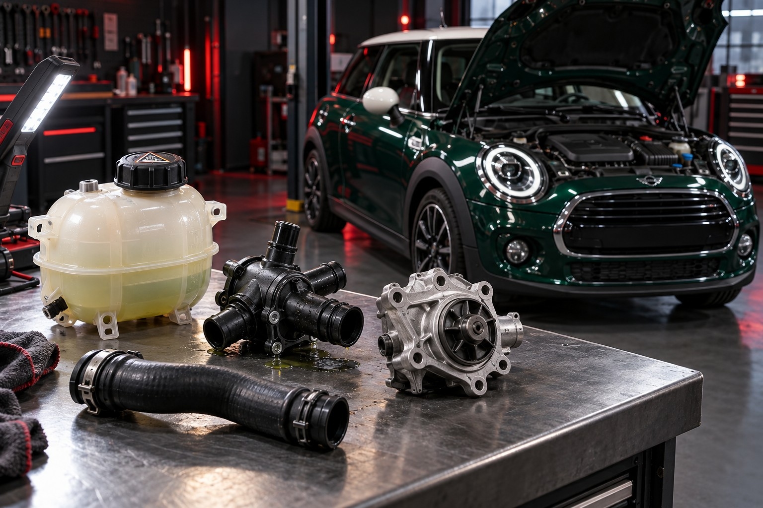 Изображение к статье MINI Cooper перегревается двигатель и уходит антифриз: причины утечки охлаждающей жидкости
